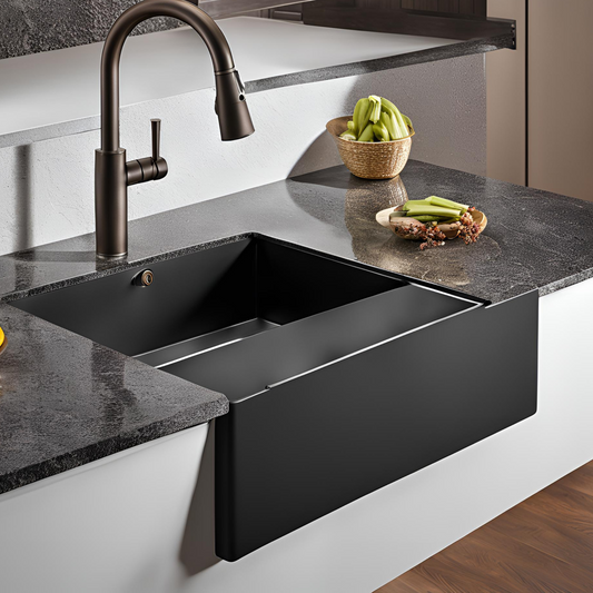 Brixton Hall 30" Black Fireclay Farmhouse Sink