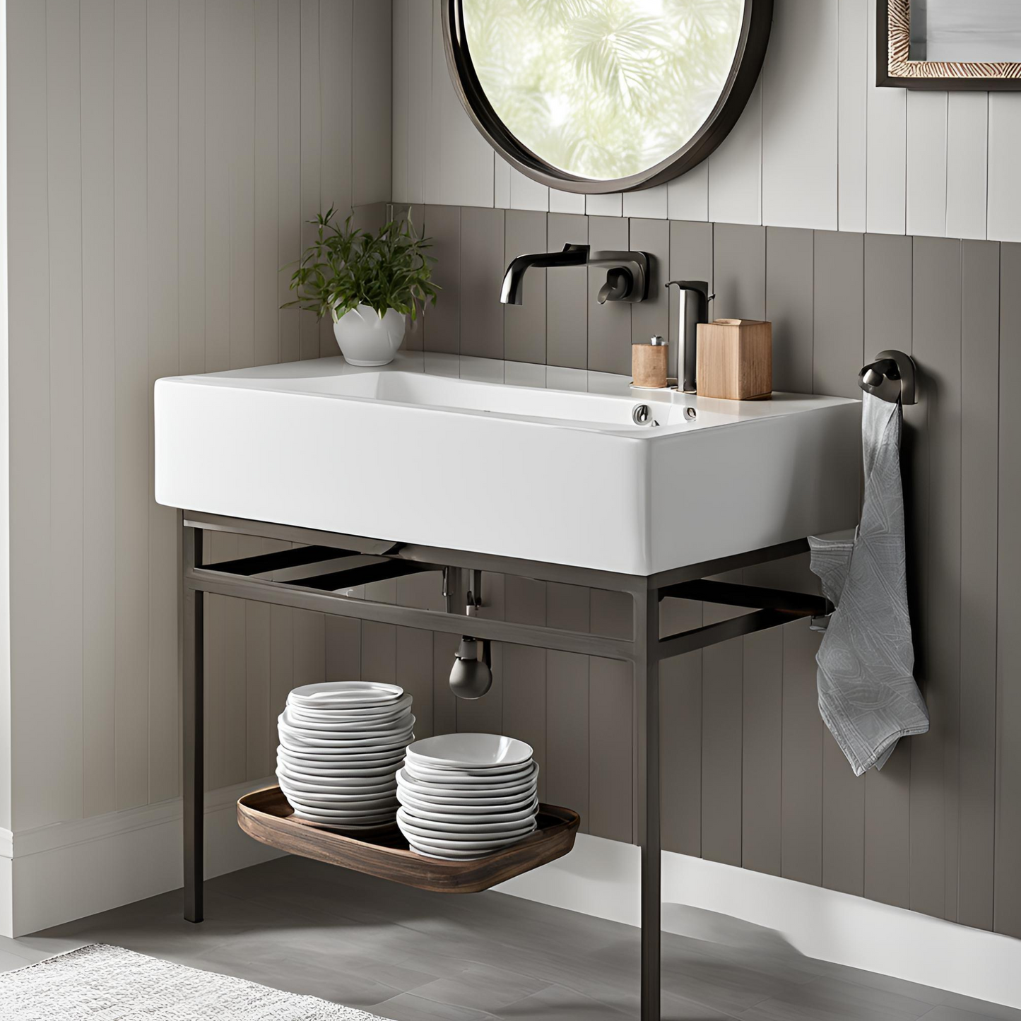 Brixton Hall Wall-Hung Console Sink with Metal Legs